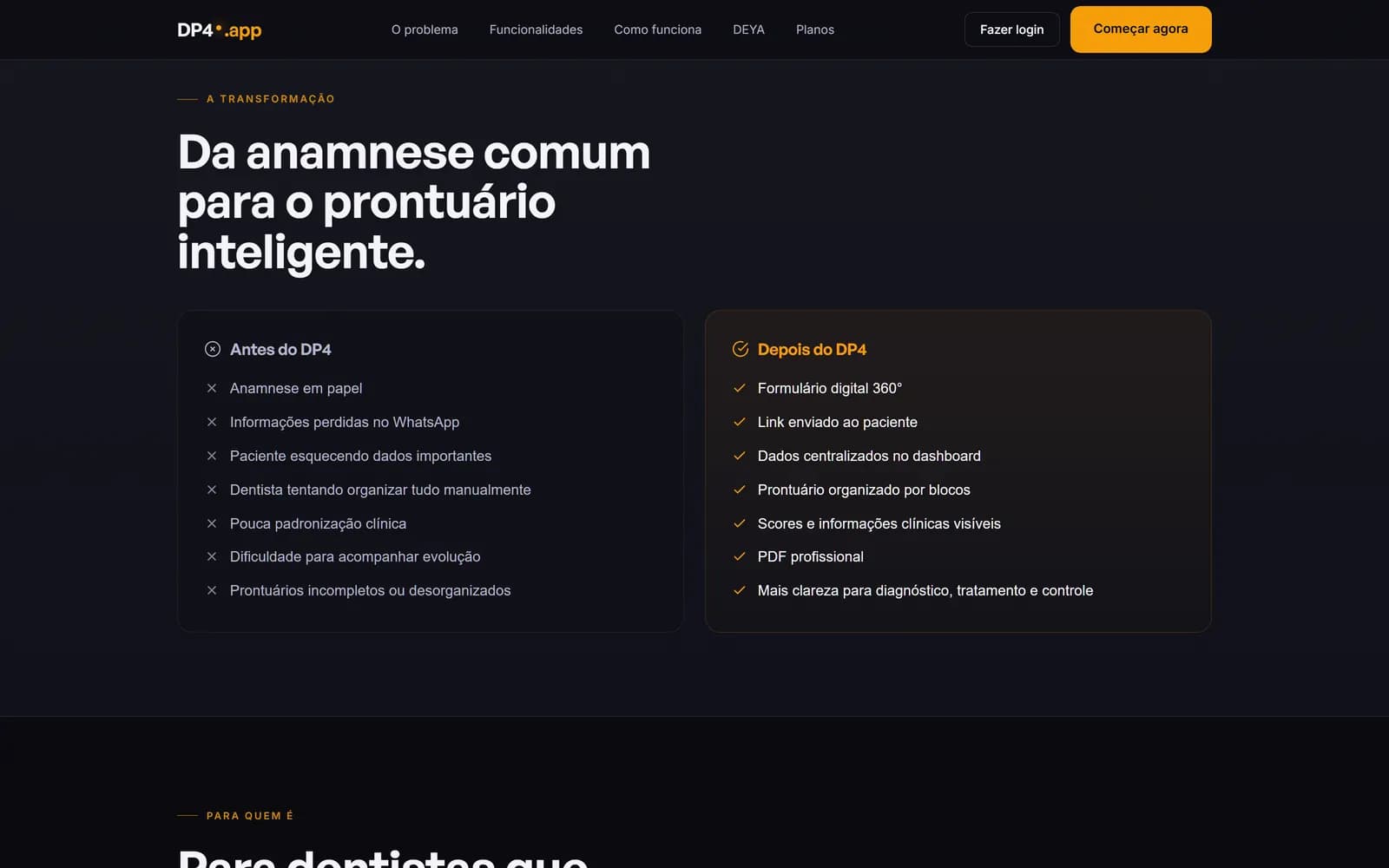 O site do DP4, tela 3 de 9, site feito pela Venera Digital para DP4