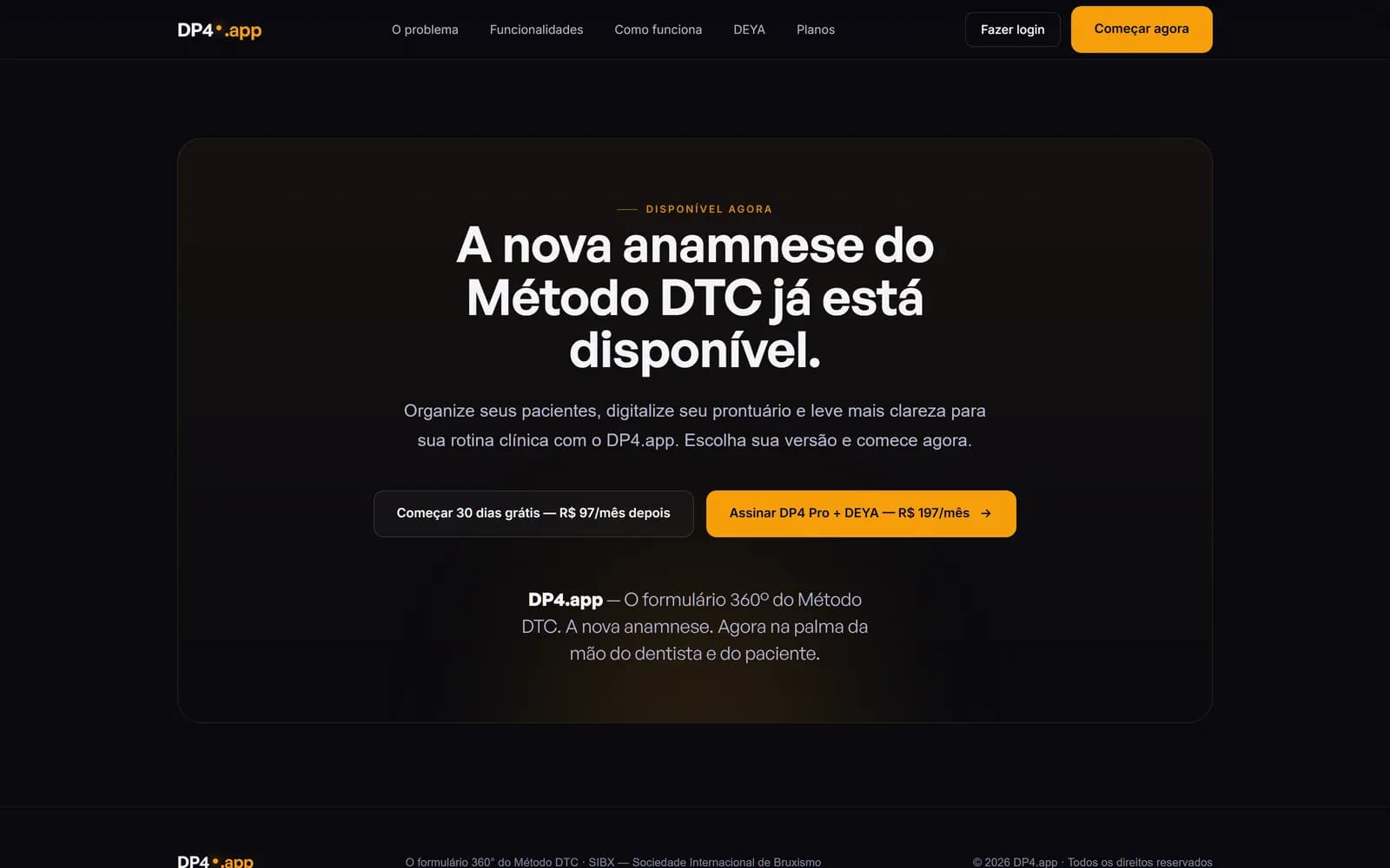 O site do DP4, tela 9 de 9, site feito pela Venera Digital para DP4