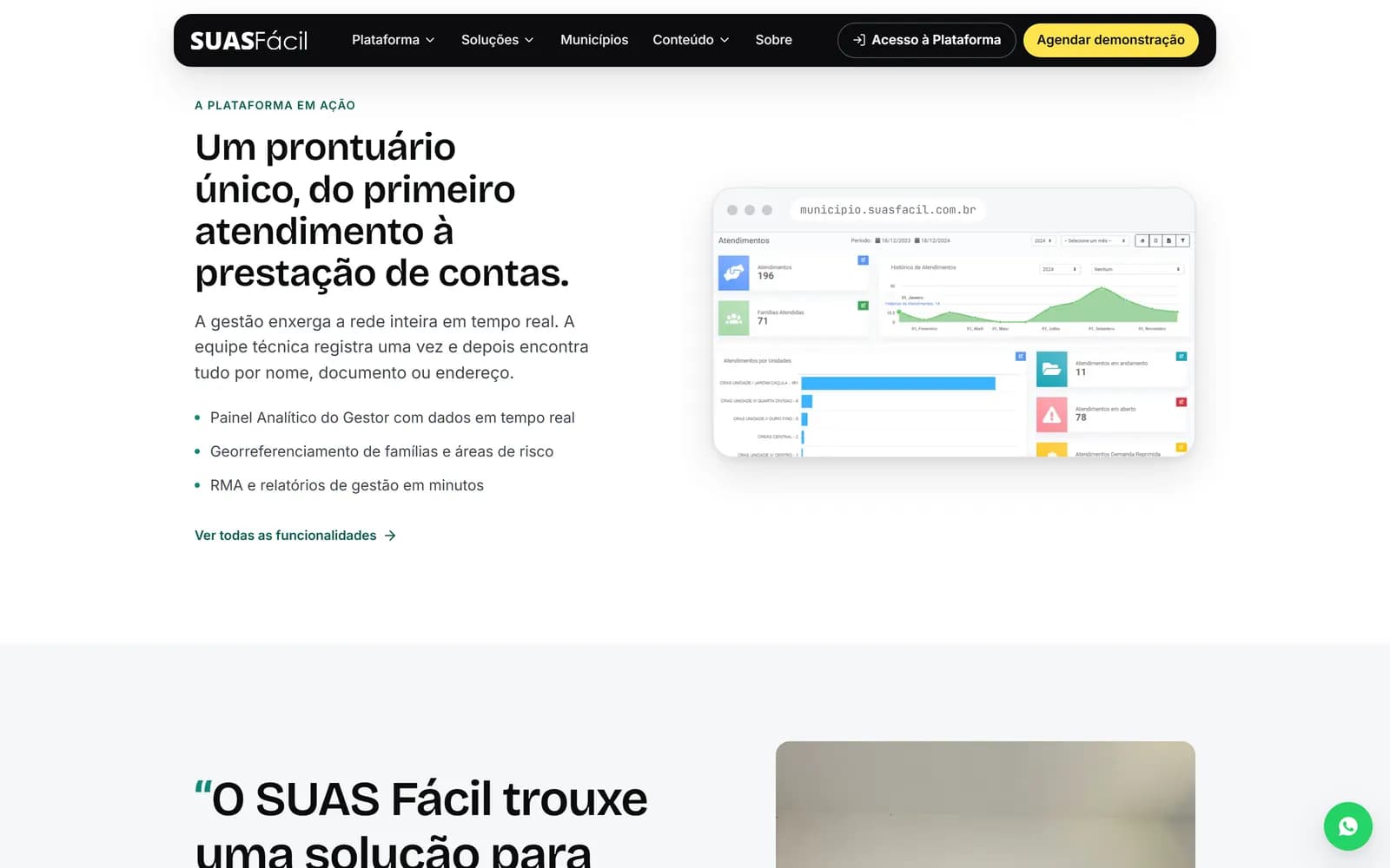 O novo site do SUAS Fácil, tela 5 de 8, site feito pela Venera Digital para SUAS Fácil