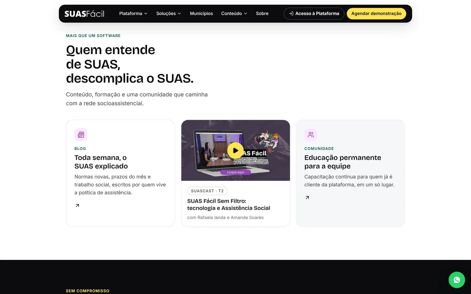 O novo site do SUAS Fácil, tela 7 de 8, site feito pela Venera Digital para SUAS Fácil