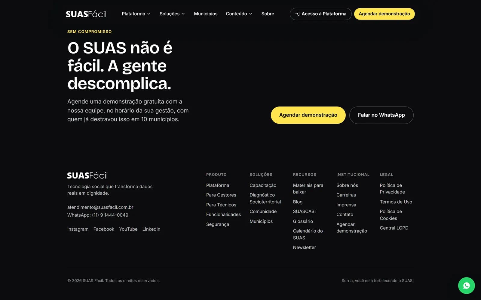 O novo site do SUAS Fácil, tela 8 de 8, site feito pela Venera Digital para SUAS Fácil