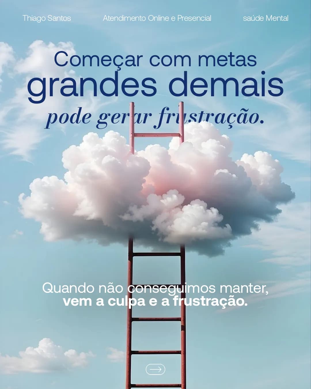 Metas grandes demais geram frustração, peça 2 de 8, feita pela Venera Digital para Thiago Santos