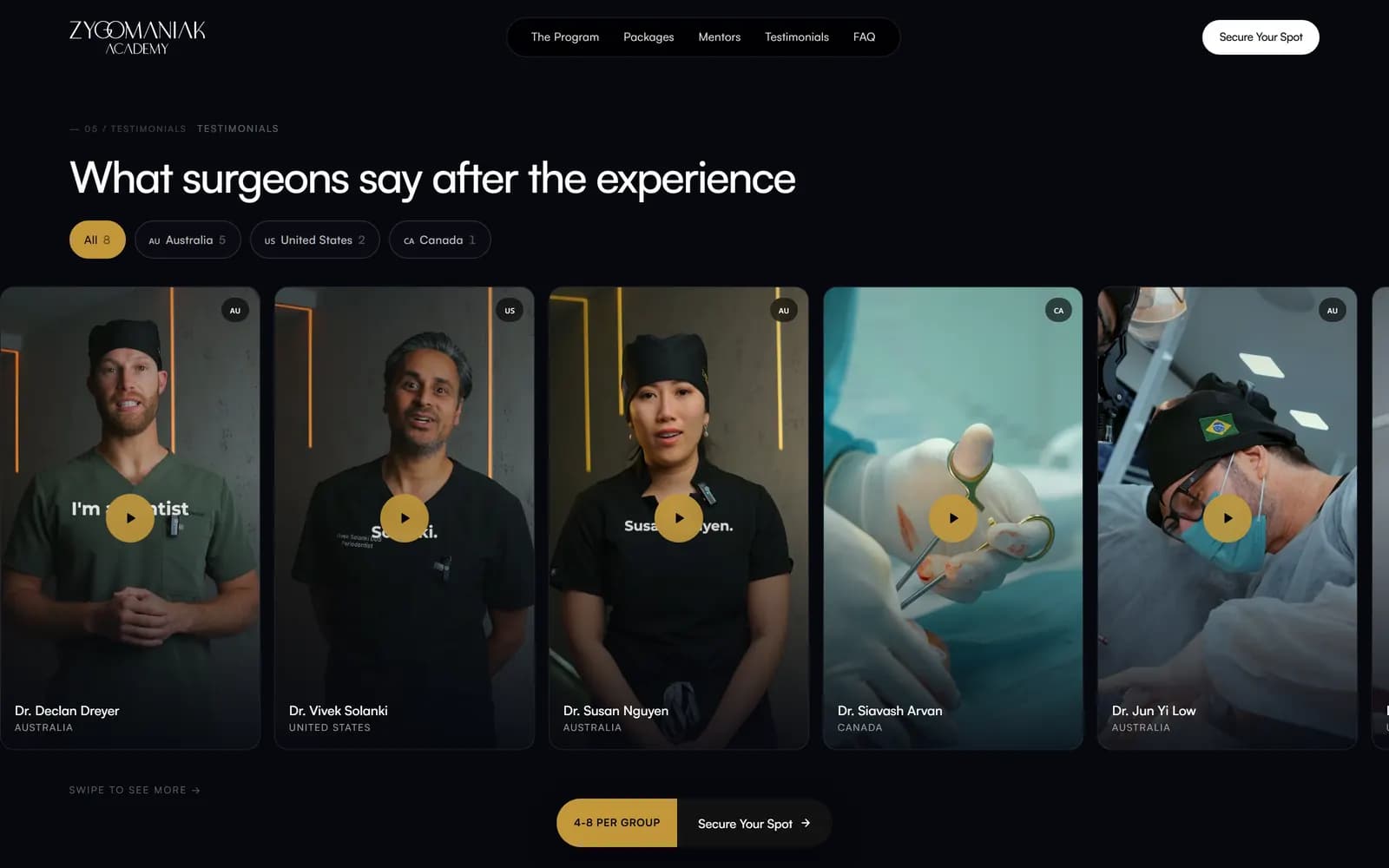 Landing page do AllOnX, tela 6 de 9, site feito pela Venera Digital para Zygomaniak Academy