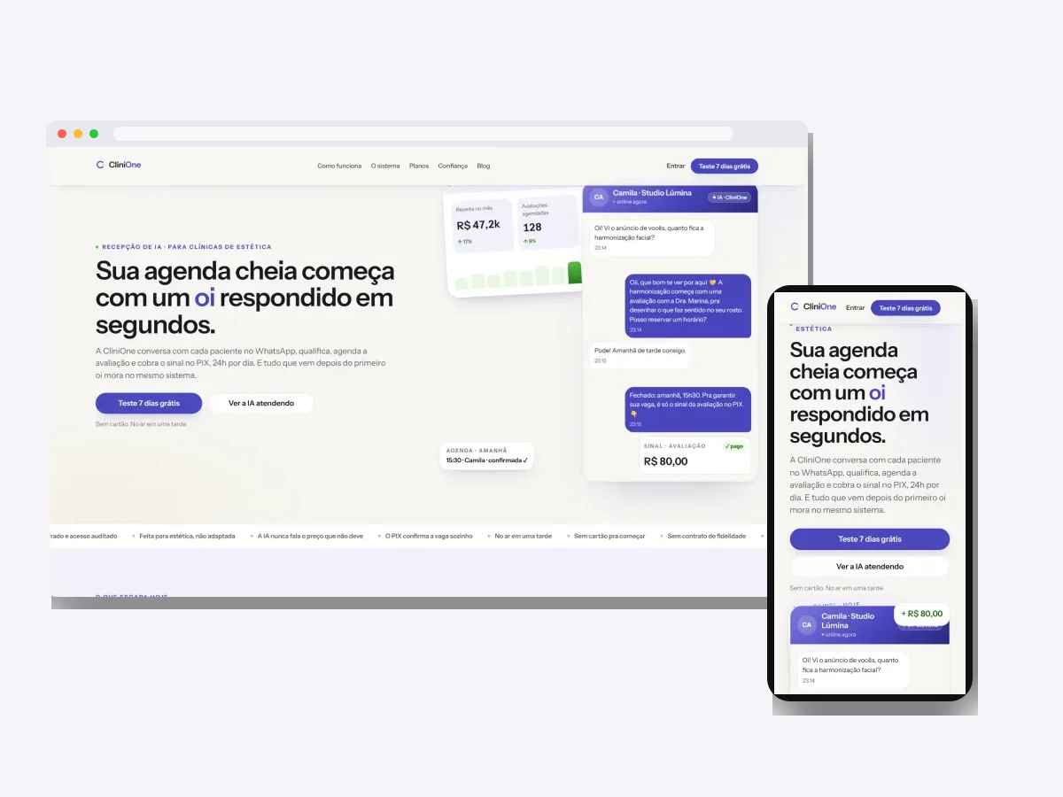 Peças criadas pela Venera Digital para CliniOne
